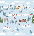 seamless pattern cute christmas landscape vector image