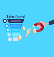 hand hold magnet sales funnel money coins pulling vector image