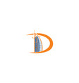 letter d representation dubai with burj khalifa vector image