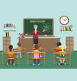 physics lesson with kids in classroom vector image vector image