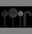 lollipops hand drawn sketch on black background vector image vector image
