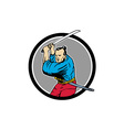 samurai warrior katana sword circle drawing vector image