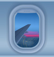 airplane window at night night city from sky view vector image