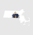 massachusetts map flag of ma usa banner vector image