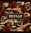 seamless background with skulls vector image