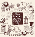 set of hand drawn coffee elements for design vector image