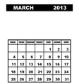 march calendar 2013 vector image