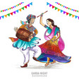 beautiful couple playing dandiya in disco garba vector image vector image