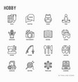 hobby thin line icons set vector image