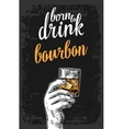 male hand holding a glass with bourbon and ice vector image vector image