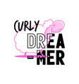 typography slogan with cute sheep and text curly vector image