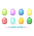 cartoon colored easter eggs with different vector image vector image