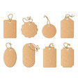 different empty shop tags with linen ribbon vector image