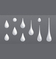 white cream droplet fall realistic 3d set vector image vector image