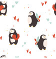 seamless pattern with cute penguins for st vector image vector image