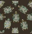 seamless pattern with turtles vector image
