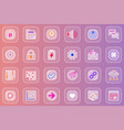 user interface web glassmorphic icons set pack vector image