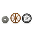 evolution stone wooden and modern wheels vector image