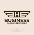 letter h logo design template simple wings badge vector image