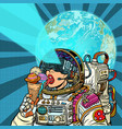 virtual reality woman astronaut and space dreams vector image vector image