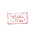 visa stamp macau at china isolated document vector image