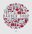 barber shop concept in circle with thin line icons vector image vector image