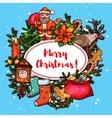 christmas gifts and santa new year poster design vector image