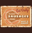 sausages chain rusty plate retro poster vector image