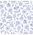 seamless pattern with happy birthday doodles vector image