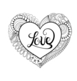 floral doodle heart frame in entangle style vector image vector image