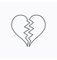 broken heart icon divorce sign vector image