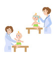 flat female doctor infant baby scene set vector image