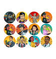 set pop art round icons characters avatar vector image
