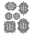 set retro patterns monograms with floral vector image