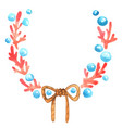 coral bubble and rope bow wreath watercolor vector image vector image
