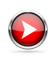 next icon red shiny 3d button with metal frame vector image