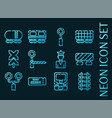 railroads set icons blue glowing neon style vector image