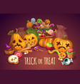 trick or treat halloween holiday pumpkins vector image vector image