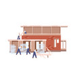 workers building home installing windows vector image vector image