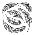 black-on-white feather shaman circle ornament vector image vector image