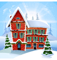 christmas with fabulous snowy red cottage vector image