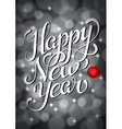 happy new year lettering on silver bokeh retro vector image