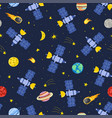 satellite flying in space seamless pattern cosmic vector image