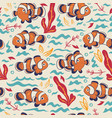 seamless pattern with cute clown fish graphics vector image