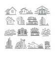 buildings or real estate isolated outline icons vector image