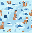 christmas seamless pattern with red fox vector image