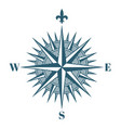 compass wind rose travel logo in vintage retro vector image