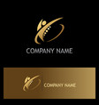 happy man swoosh gold logo vector image vector image