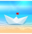 little paper boat in a blue sea vector image