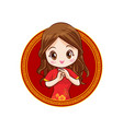 pretty chinese girl in mandarin gown vector image